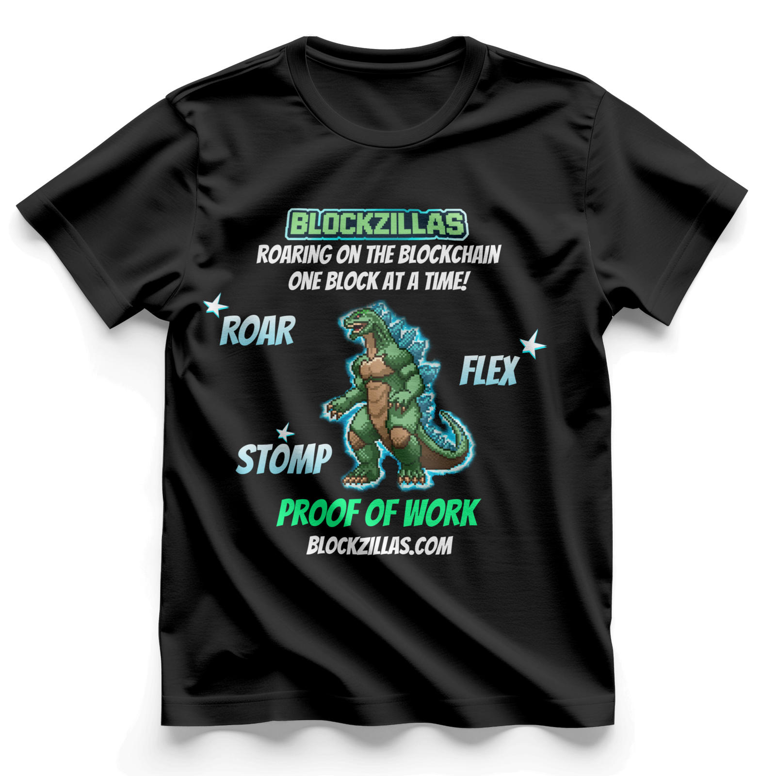 Black BlockZillas Proof of Work graphic T-shirt